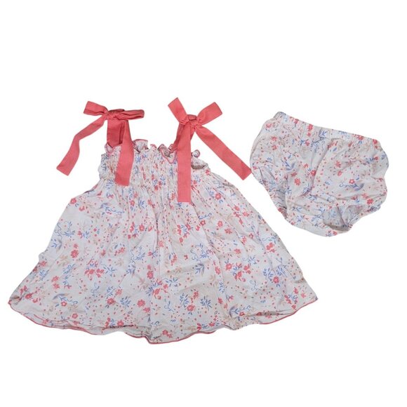 EdgeHill Collections Baby 3 Month Dress & Bloomers Diaper Cover White Blue Pink - Picture 1 of 13
